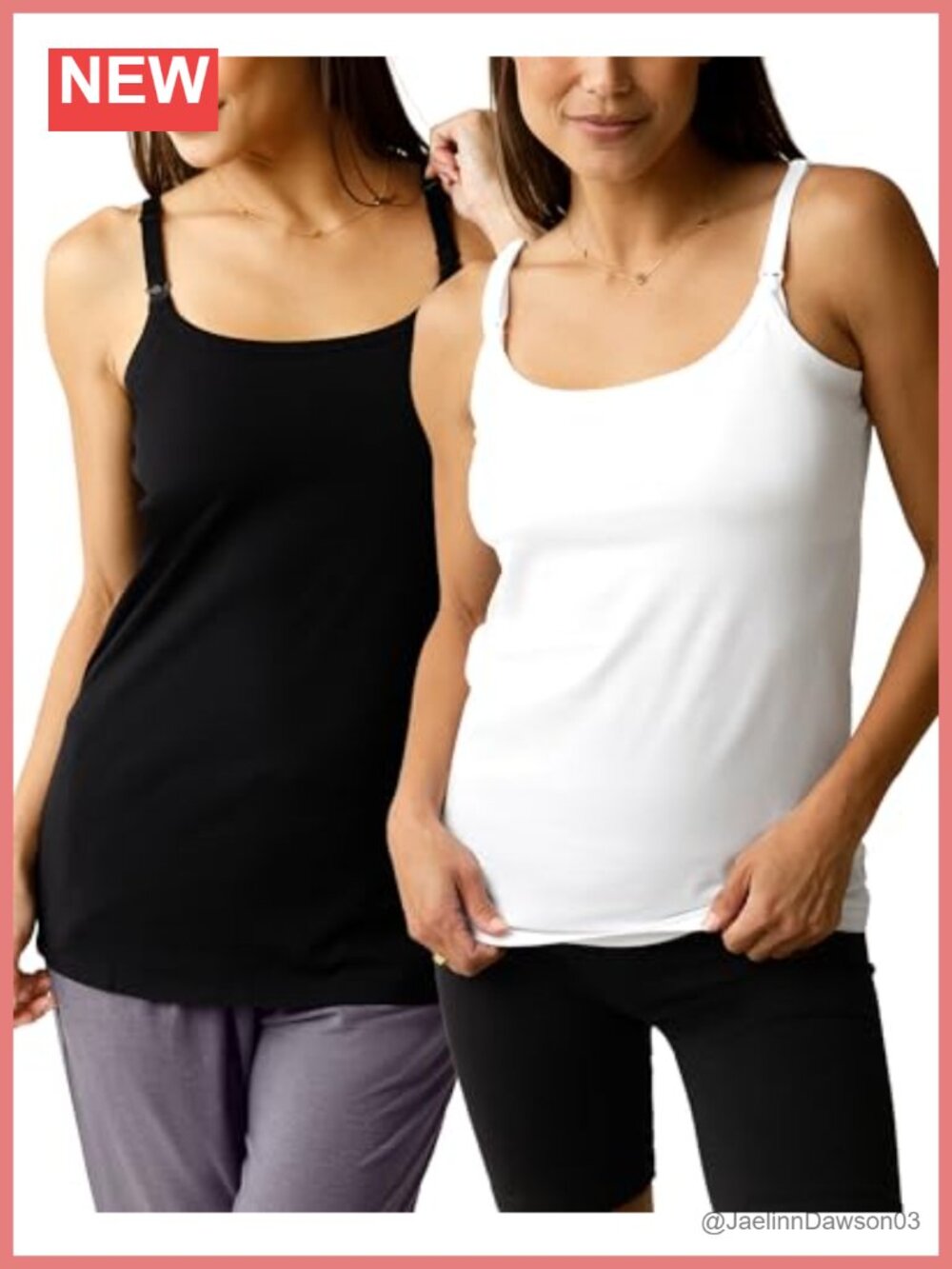 Maternity Nursing Cami Cotton Shelf Bra EasyClip Tank 2 Pack